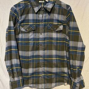 L.L. Bean Women’s Olive Blue Plaid Button-Down Shirt Size L